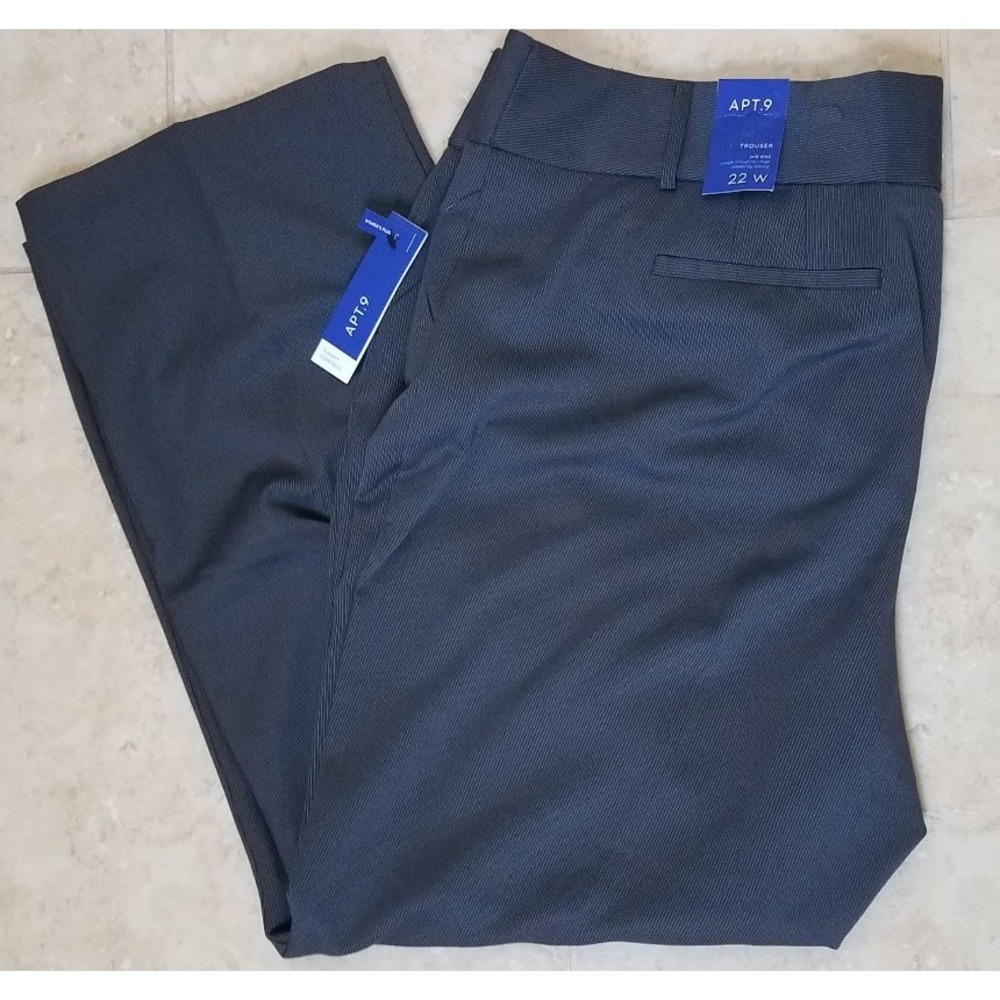 Apt‎ 9 Trousers Women 22W Dress Pants Pinstripe Gray Casual Office Career NEW